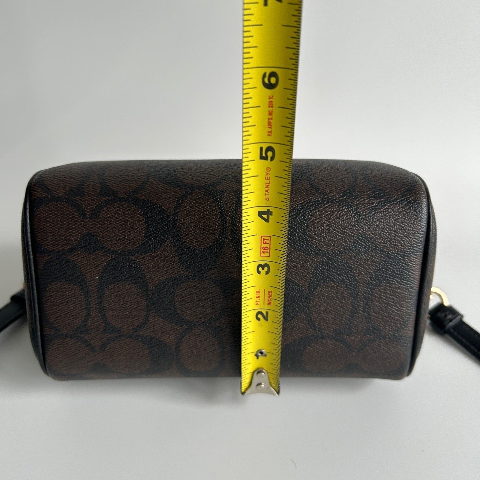 Coach Rowan Satchel Brown Black Signature Canvas Leather Bag Excellent