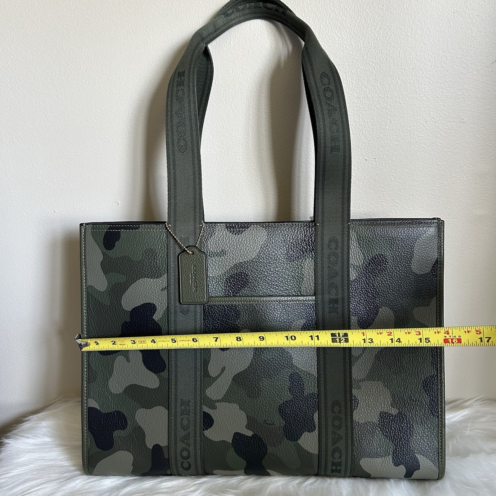 Coach Smith Tote Dark Cypress Camo Pebbled Leather Large Bag NWT
