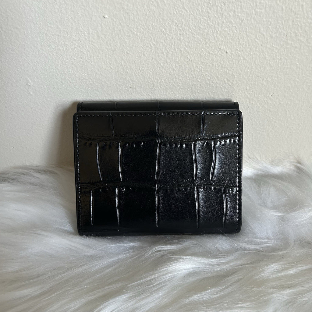 Coach Tabby Small Wallet Black Croc Embossed Leather Gold Excellent
