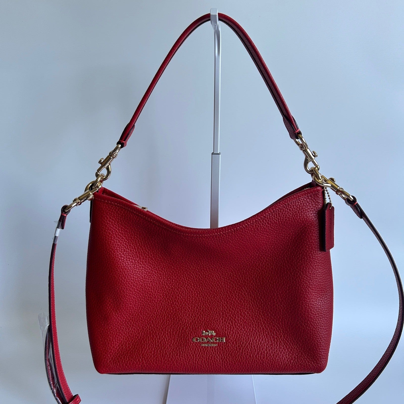 Coach Laurel Red Pebbled Leather Shoulder Bag CR148 Excellent