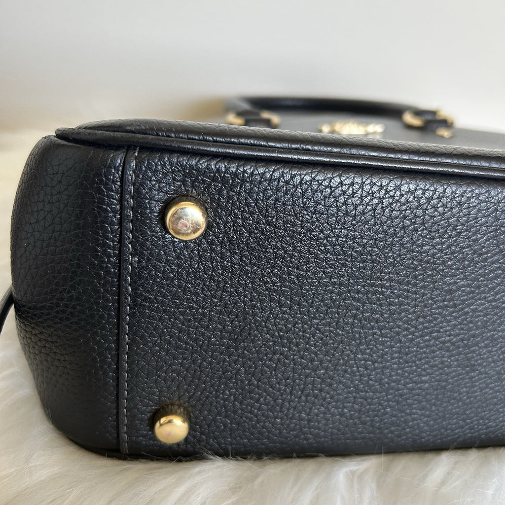 Coach Savannah Small Black Pebbled Leather Satchel Shoulder Bag Excellent