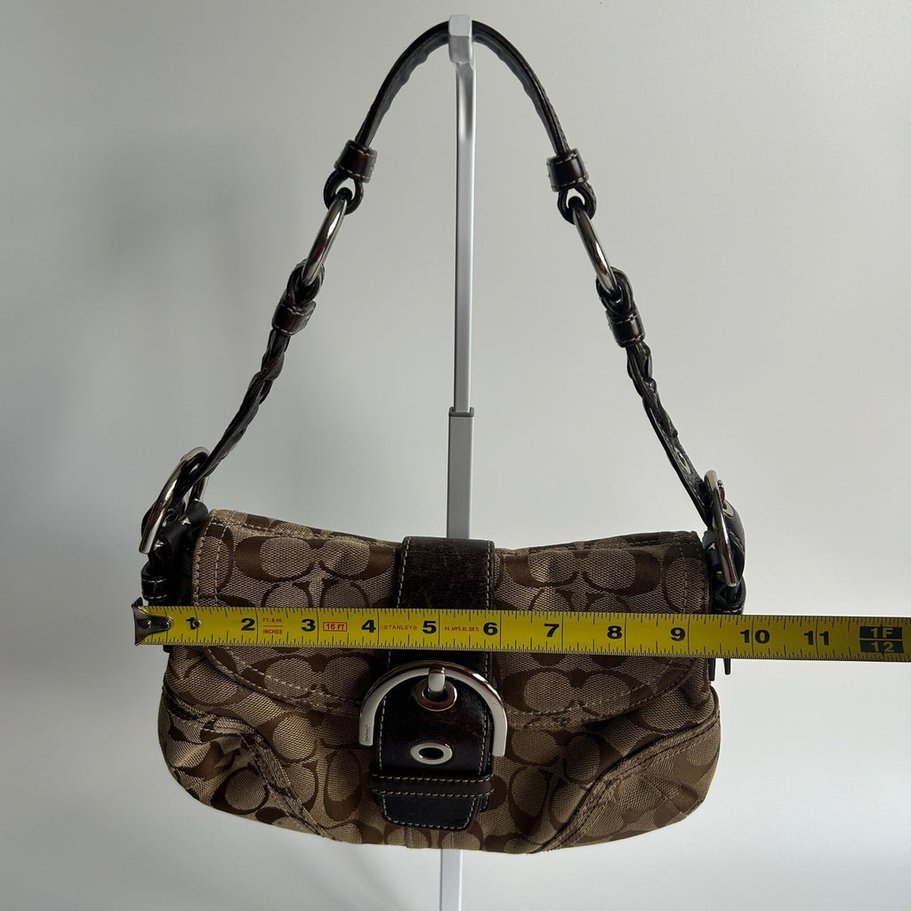 Coach Soho Signature Brown Canvas Leather Shoulder Bag 6314 Good