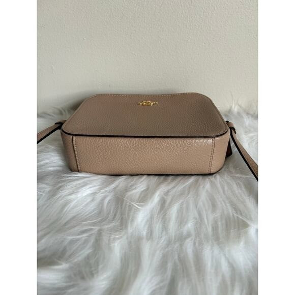 Coach Mini Camera Crossbody Bag Leather Gold/Taupe