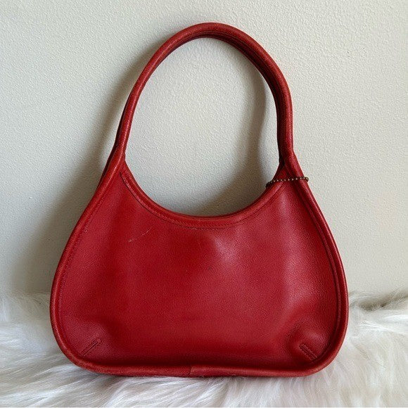 Coach Ergo 9020 Red Glovetanned Leather Shoulder Bag Good