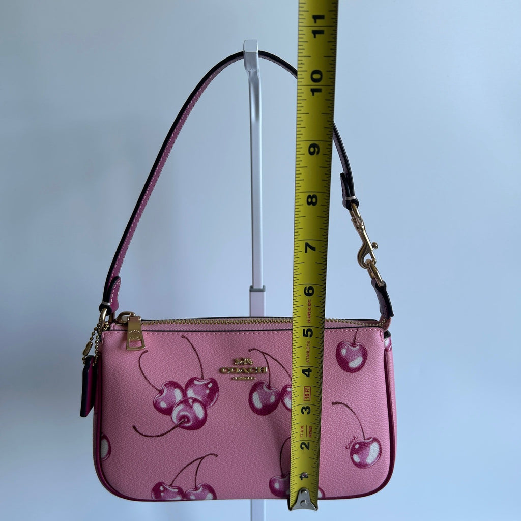 Coach Nolita 19 Pink Cherry Print Pebbled Leather Shoulder Bag Excellent