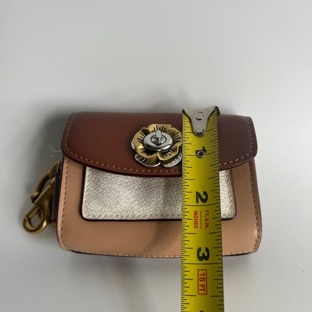 Coach Parker Bag Charm Brown Multi Leather Tea Rose 1636 NWT