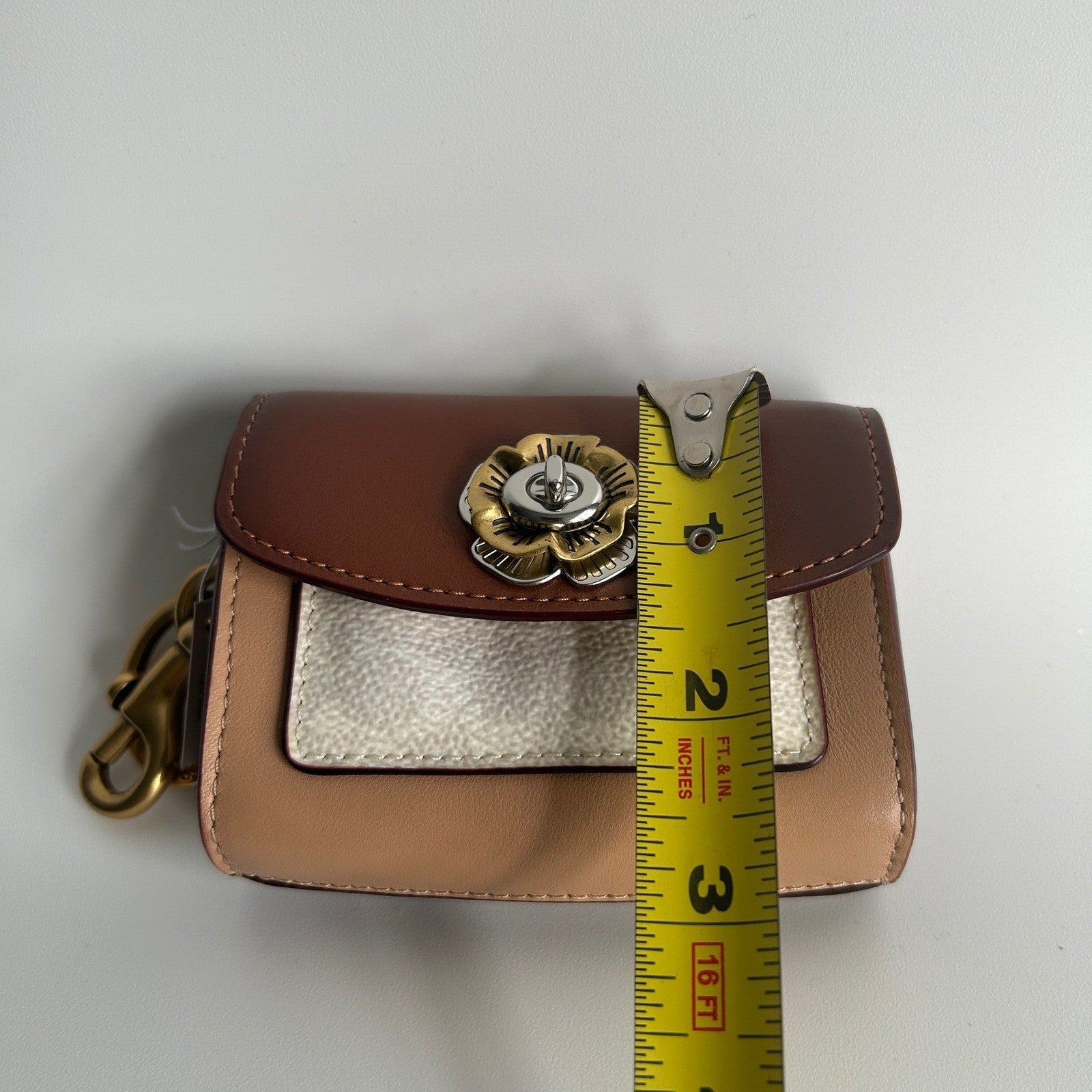 Coach Parker Bag Charm Brown Multi Leather Tea Rose 1636 NWT