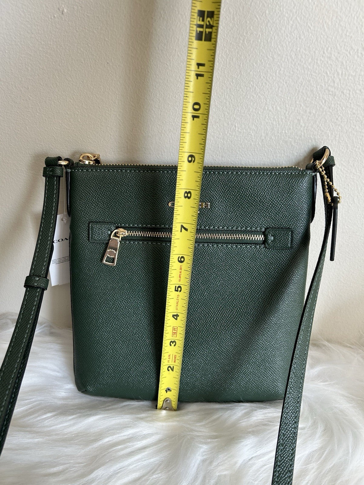 Coach Mini Rowan File Everglade Green Crossgrain Leather Crossbody Bag NWT