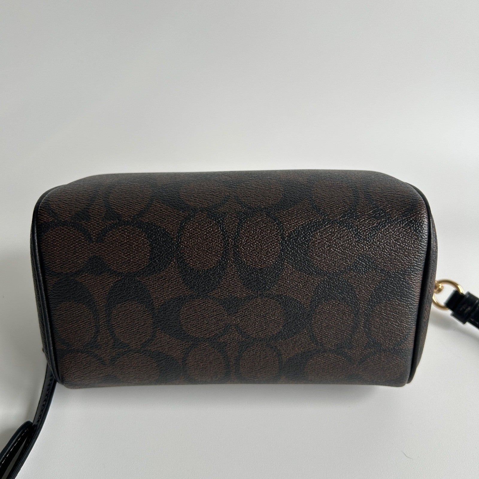 Coach Rowan Satchel Brown Black Signature Canvas Leather Bag Excellent