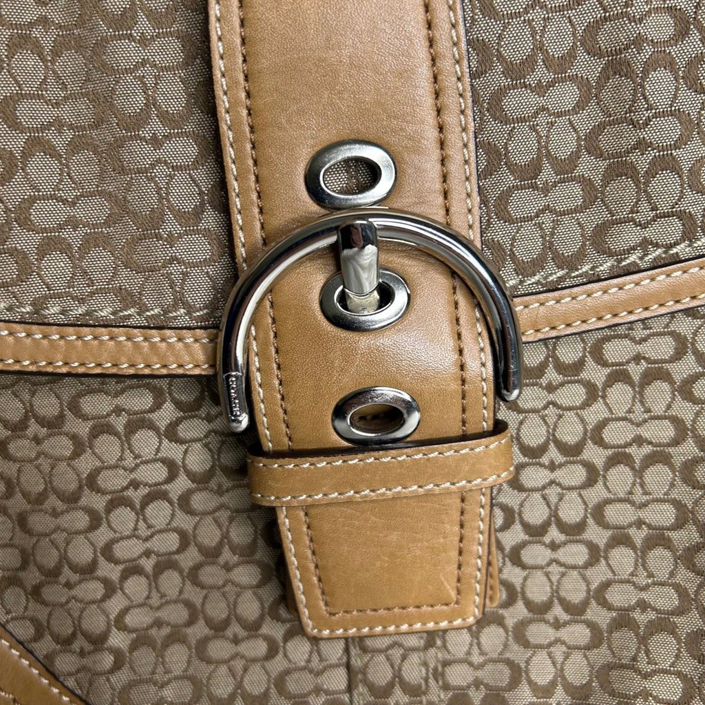 Coach Soho Flap Brown Signature Canvas Leather Shoulder Bag F10926 Good