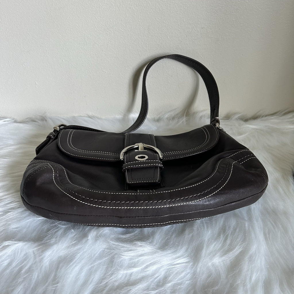 Coach Soho Flap Dark Brown Leather Shoulder Bag J0776-F10910 Excellent