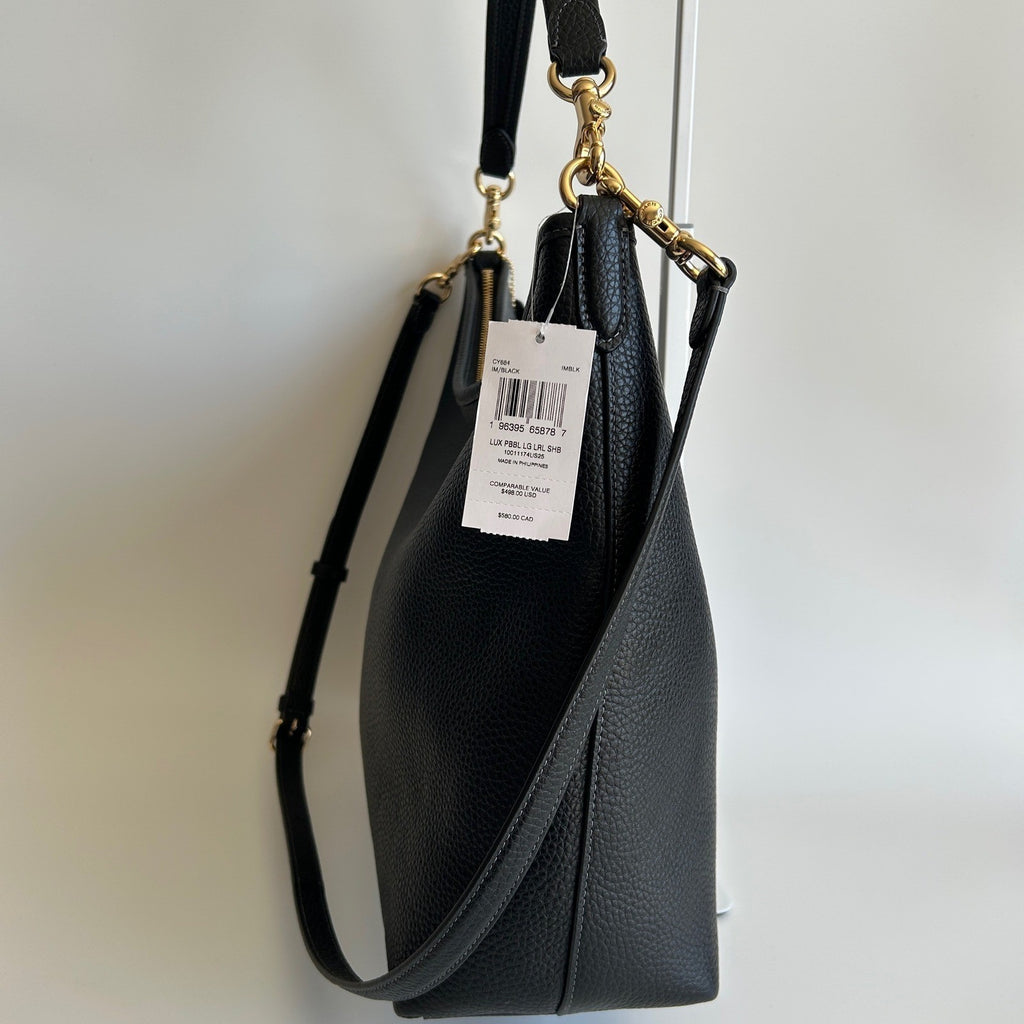 Coach Laurel Black Pebbled Leather Shoulder Bag NWT