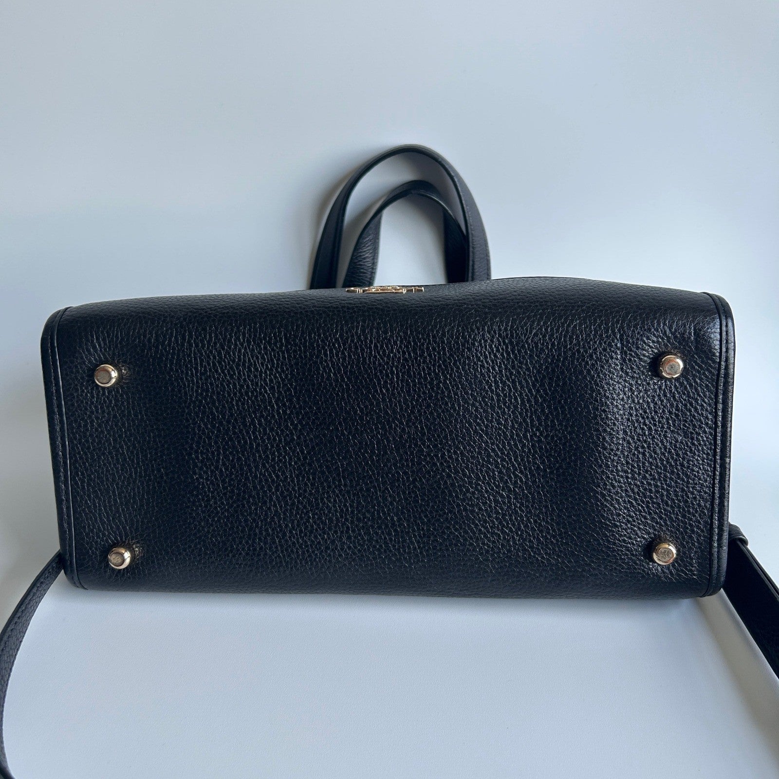 Coach Dempsey Carryall Black Pebbled Leather Shoulder Bag Excellent