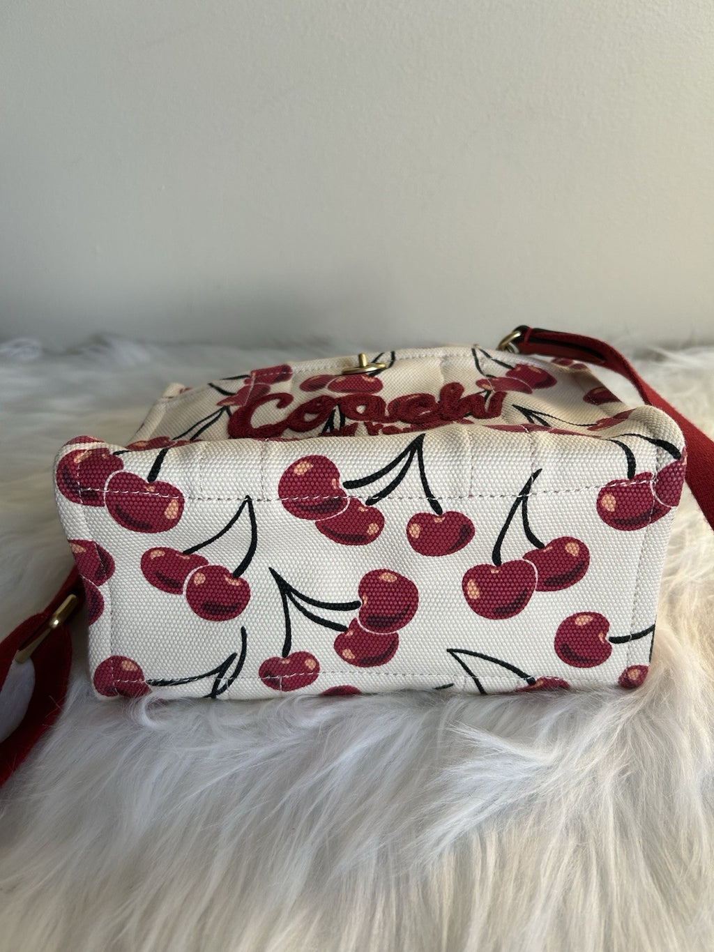COACH Mini Cargo Tote Bag 20 Cherry Print
