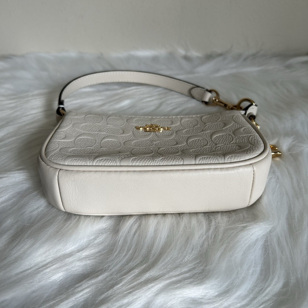 Coach Nolita 19 Chalk White Embossed Leather Shoulder Bag Excellent