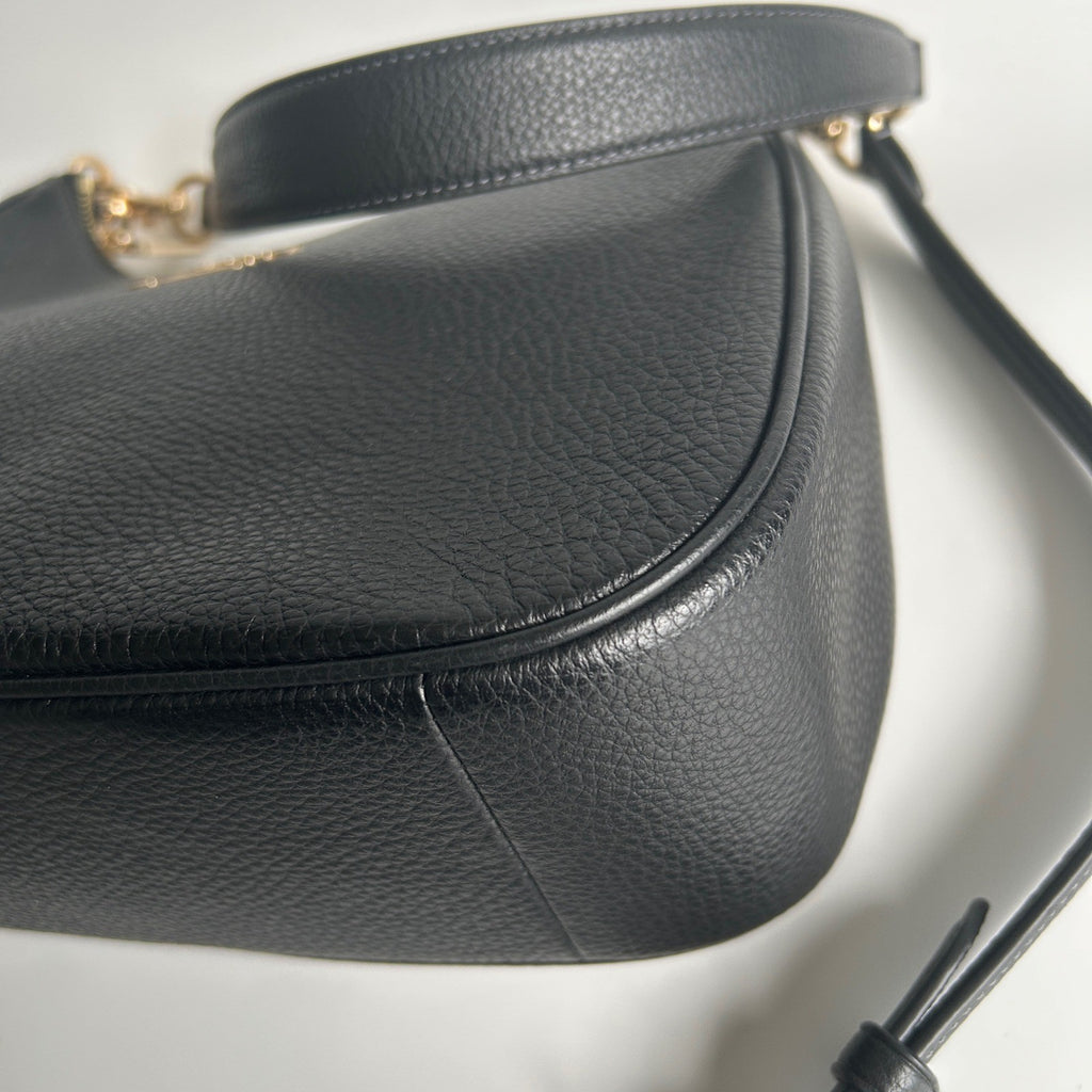 Coach Teri Hobo Black Pebbled Leather Shoulder Bag Excellent