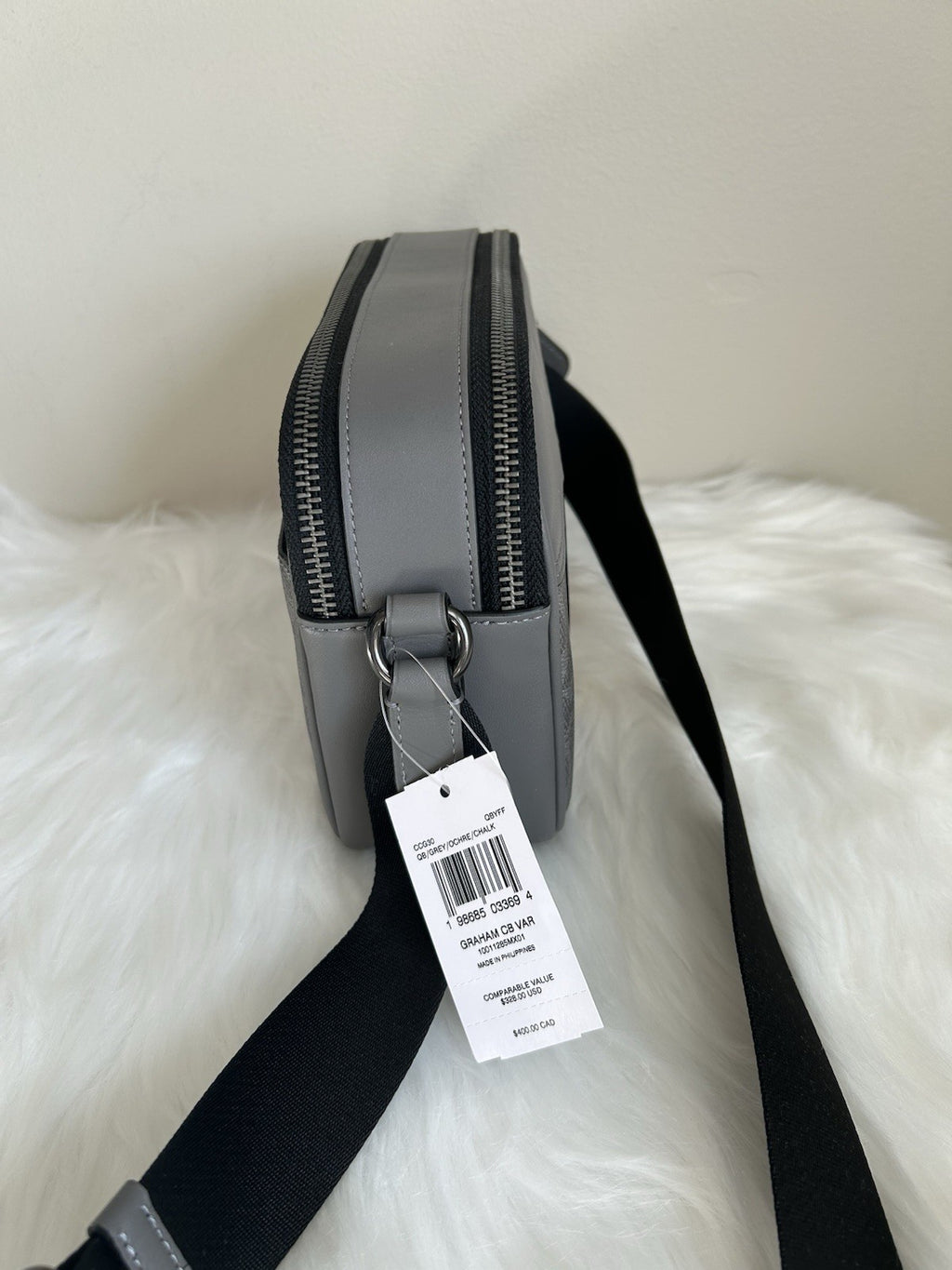 Coach Graham Grey Ochre Signature Canvas Varsity Stripe Crossbody Bag NEW