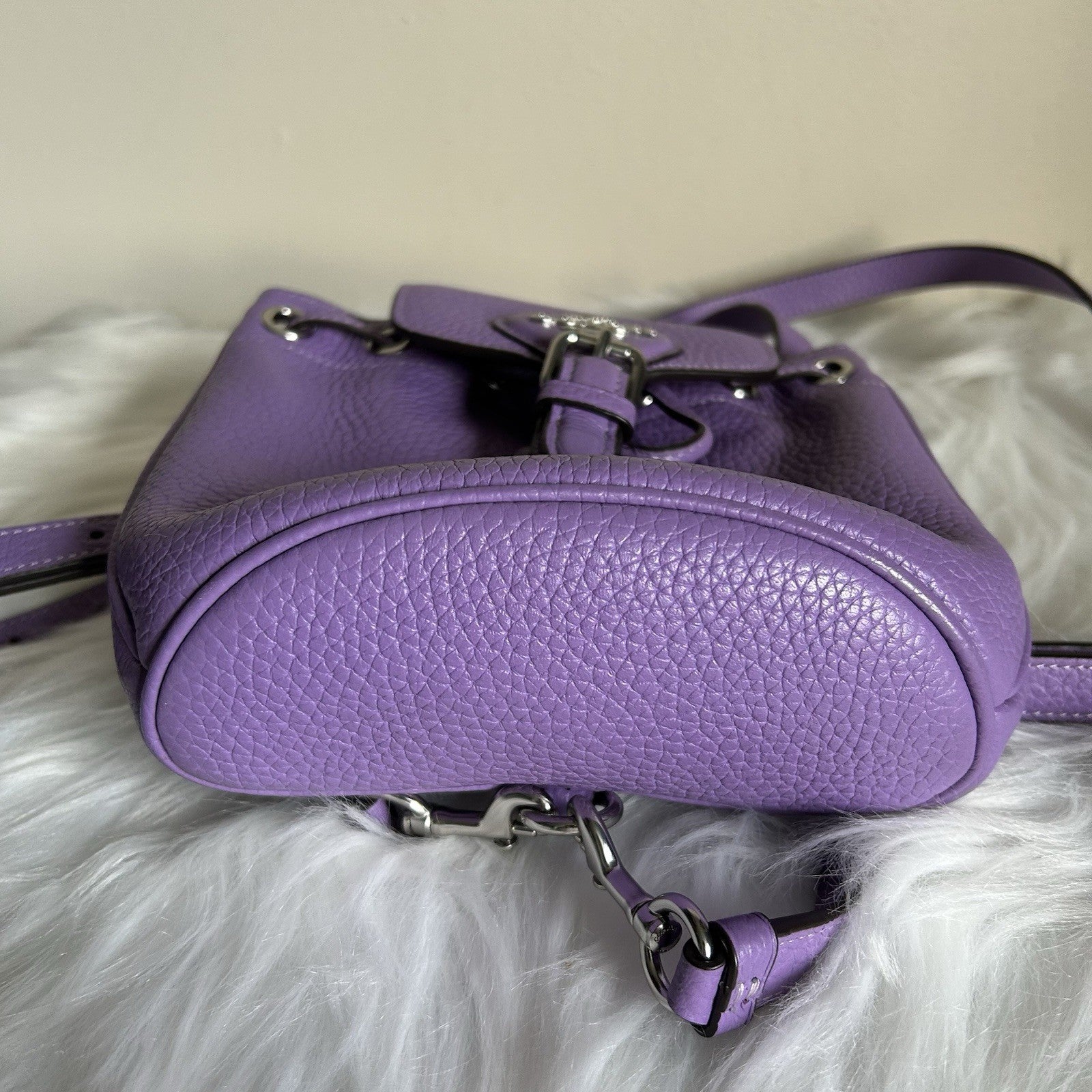Coach Amelia Mini Purple Pebbled Leather Backpack Excellent