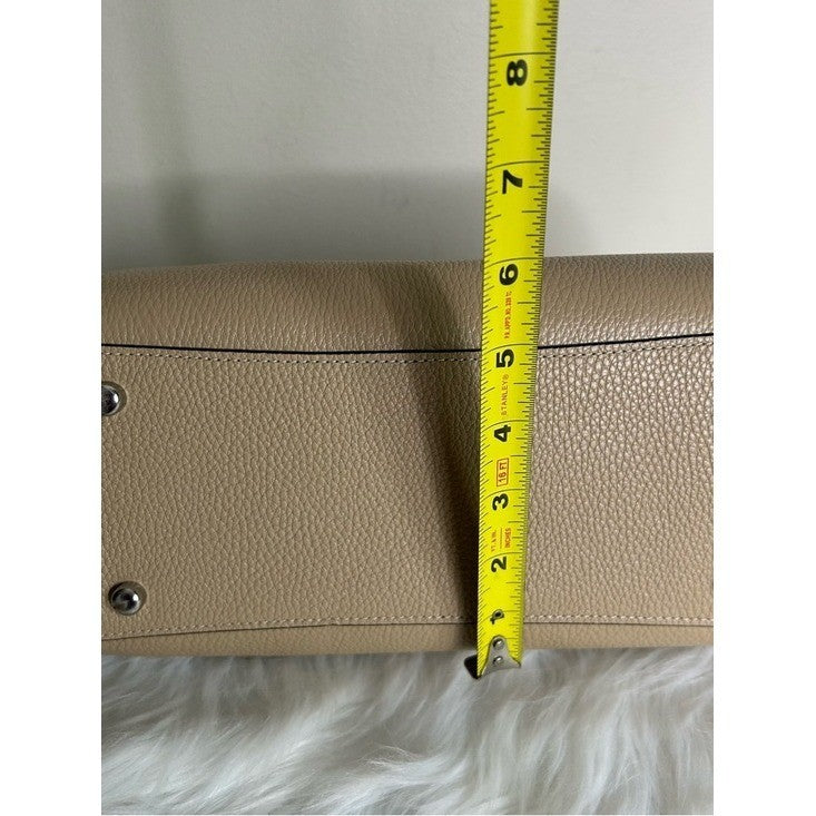 Coach Rowan Satchel Taupe Chalk White Pebbled Leather Bag Excellent