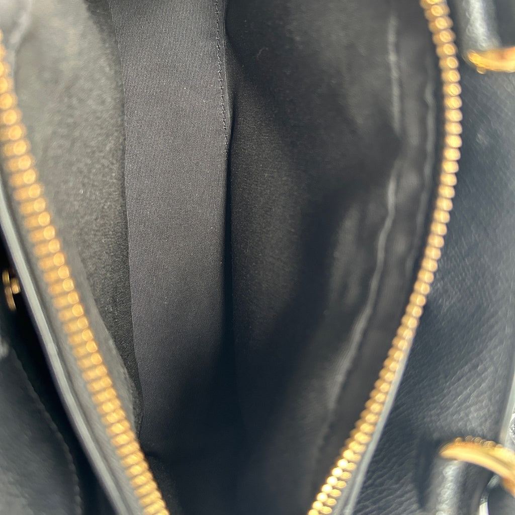 Coach Mini Lillie Carryall Black Crossgrain Leather Satchel Excellent