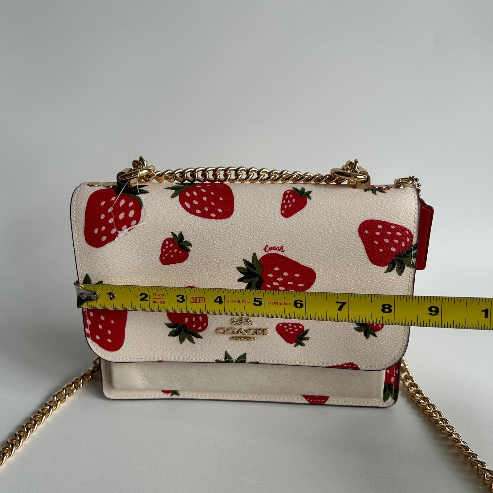 Coach Klare Crossbody Chalk White Strawberry Pebbled Leather Bag Excellent