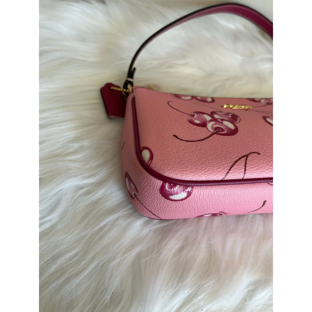 Coach Nolita 19 Pink Cherry Print Crossgrain Leather Shoulder Bag Excellent