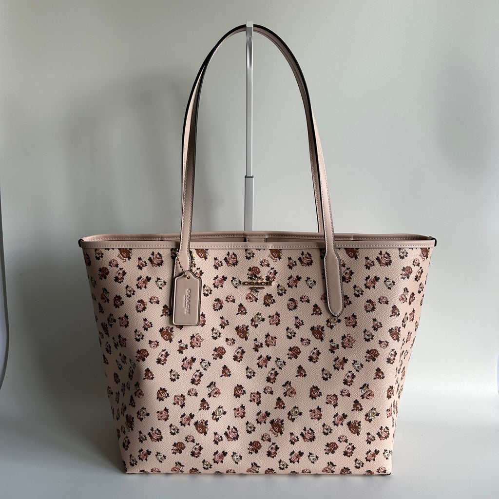 Coach City Tote Rose Print Blush Multi Crossgrain Leather Bag NEW CY682