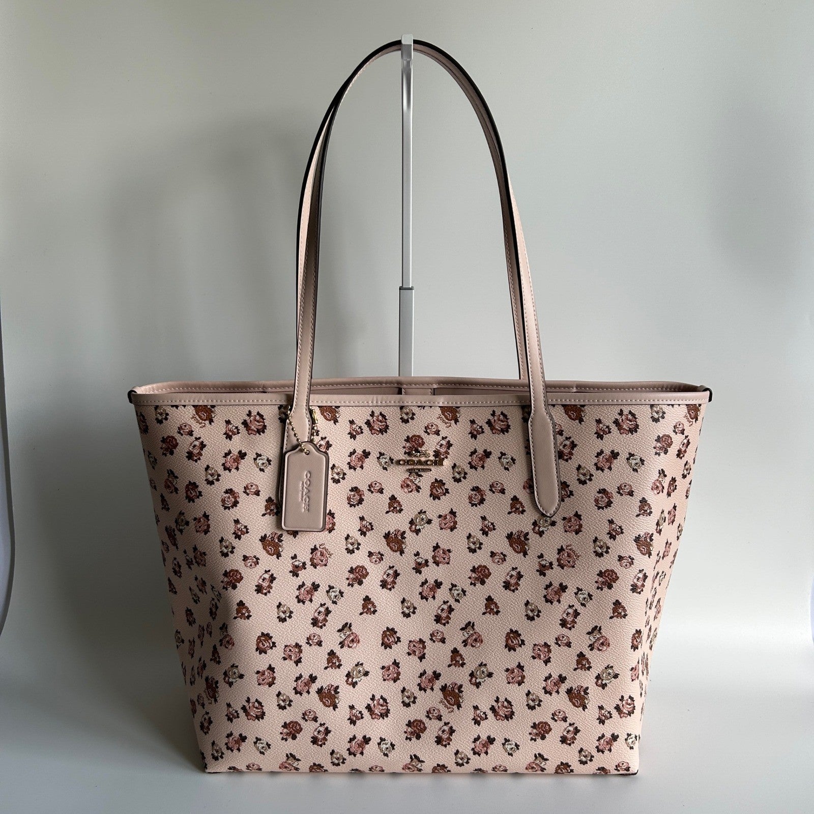 Coach City Tote Rose Print Blush Multi Crossgrain Leather Bag NEW CY682