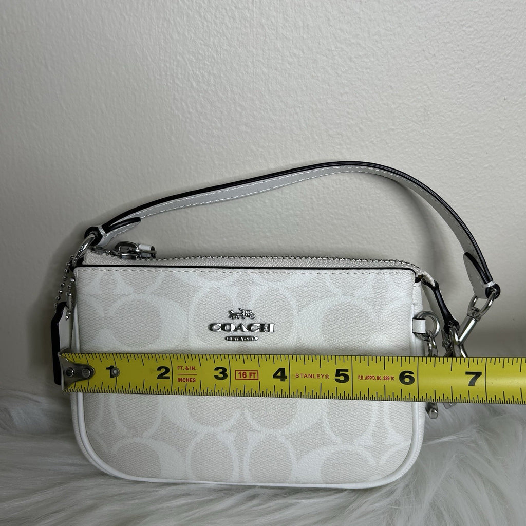 Coach Nolita 15 Mini Chalk White Signature Canvas Shoulder Bag Good