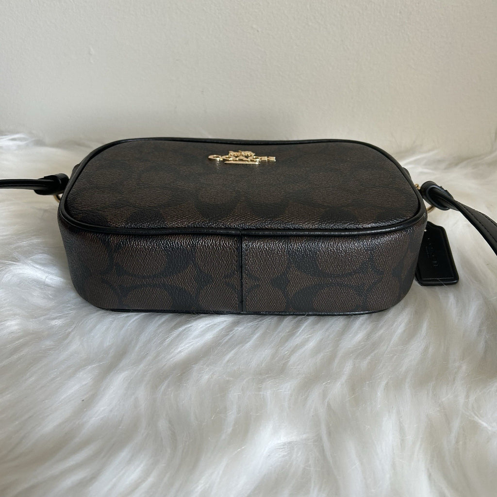 Coach Jamie Camera Bag Brown Black Signature Canvas Crossbody Excellent