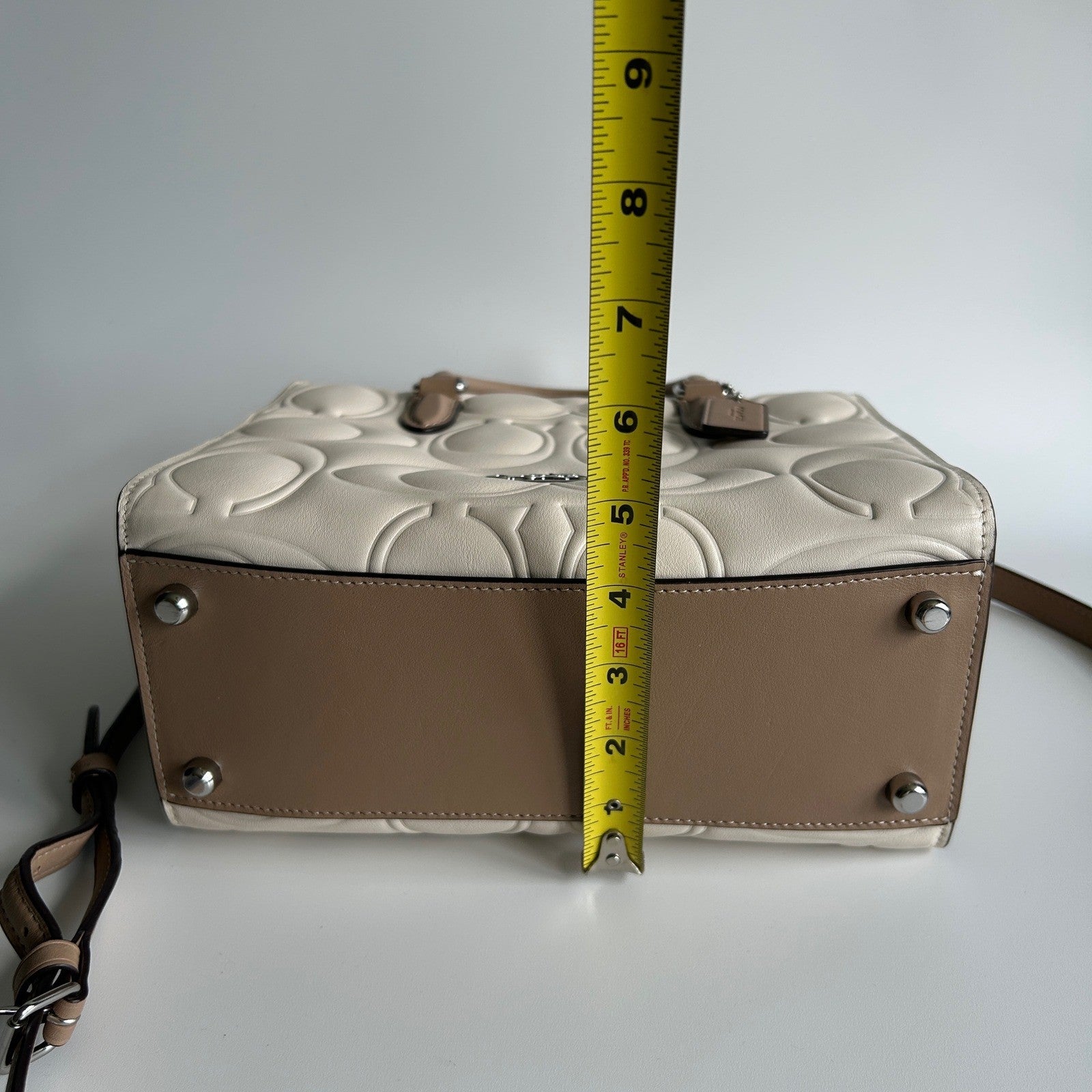 Coach Maggie Small Tote Chalk White Leather Bag CY670 Excellent
