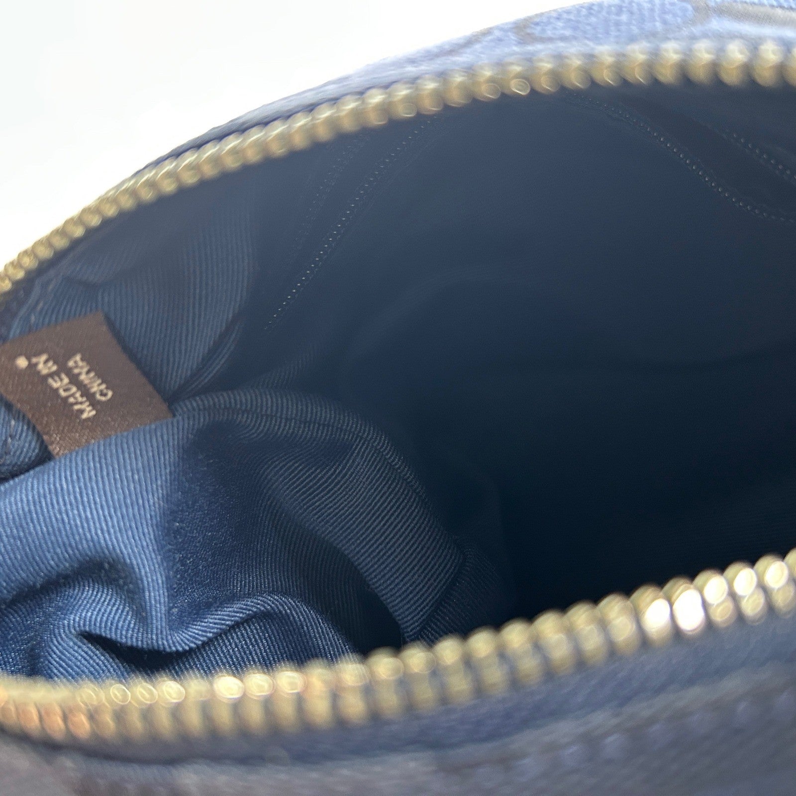Coach Demi Bag Navy Blue Signature Canvas Leather Shoulder Bag Excellent