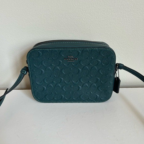 Coach Jamie Camera Bag Dark Green Signature Leather Crossbody Excellent