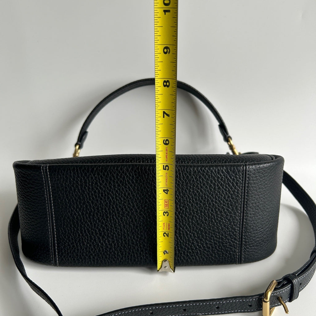 Coach Cary Black Pebbled Leather Crossbody Shoulder Bag CC437 Excellent