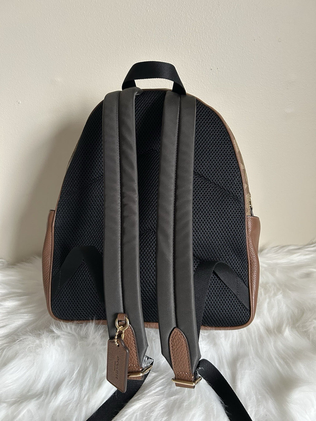 Coach Court Backpack Khaki Saddle Signature Canvas Leather 5671 Excellent