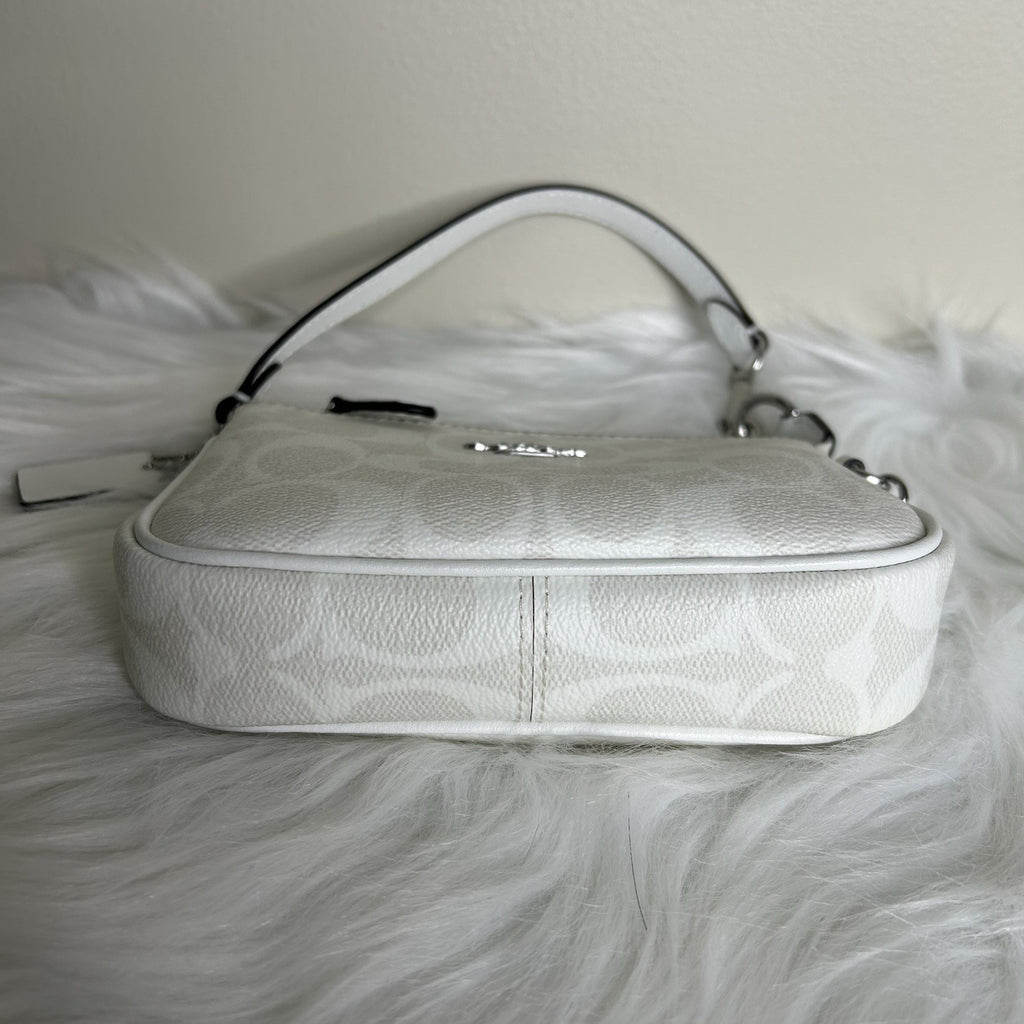 Coach Nolita 15 Mini Chalk White Signature Canvas Shoulder Bag Good