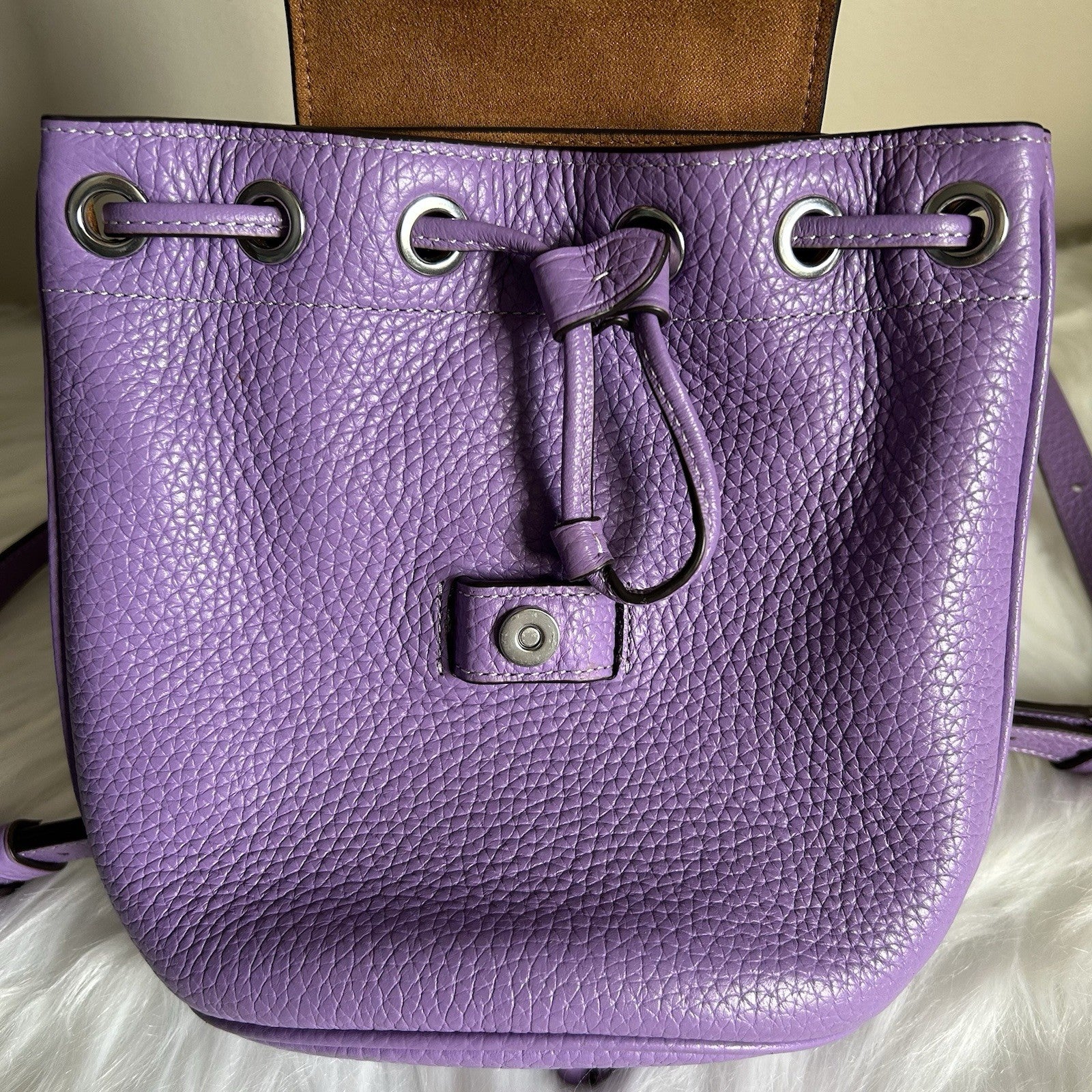 Coach Amelia Mini Purple Pebbled Leather Backpack Excellent