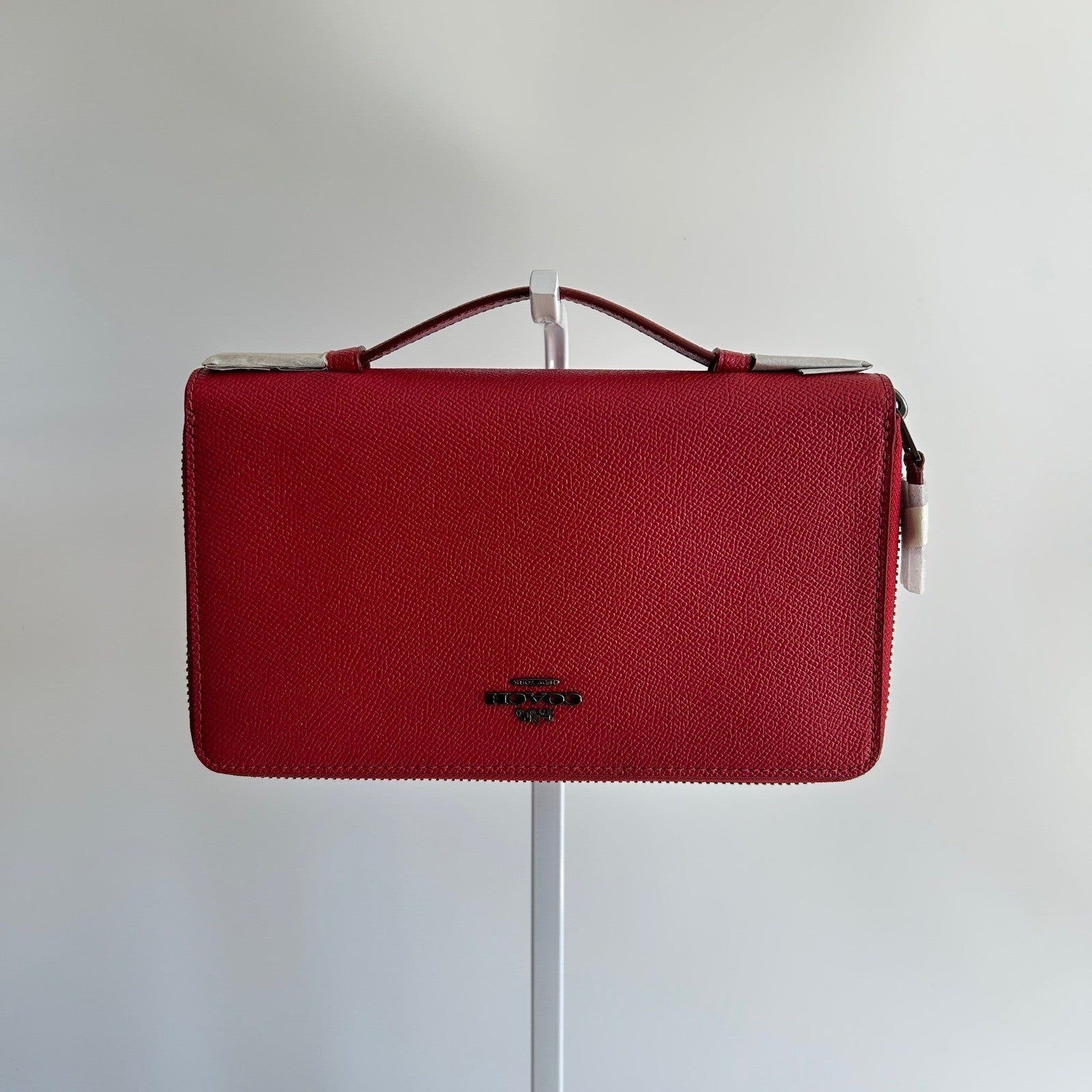 Coach Double Zip Travel Wallet Red Leather Organizer F23334 NEW
