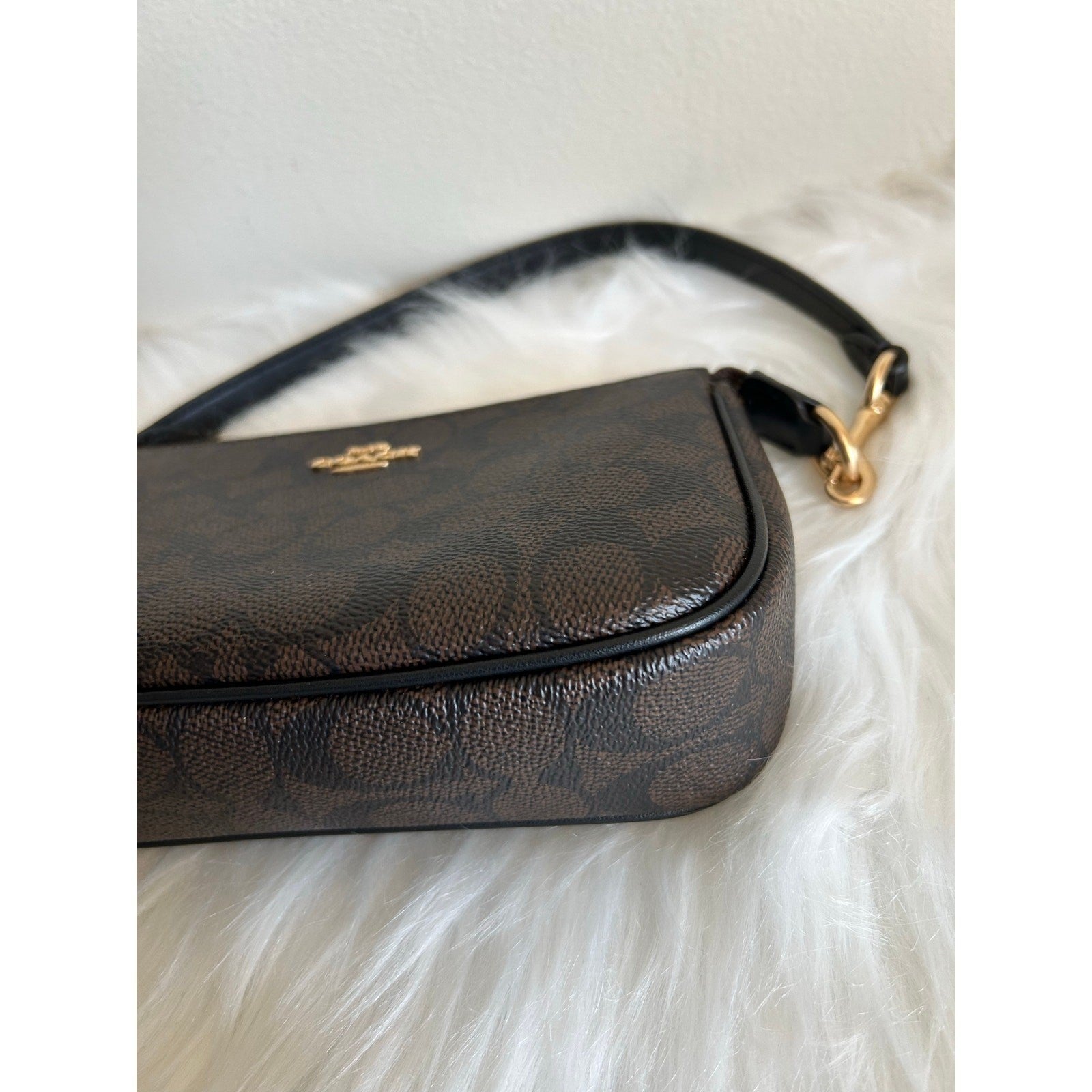 Coach Nolita 19 Brown Black Signature Canvas Shoulder Bag Excellent