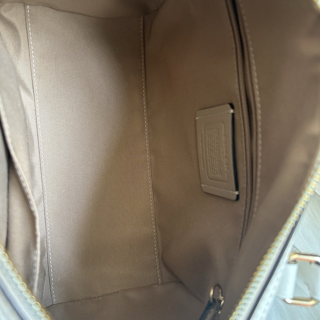 Coach Rowan Satchel Chalk White Bee Signature Canvas Leather Bag Excellent