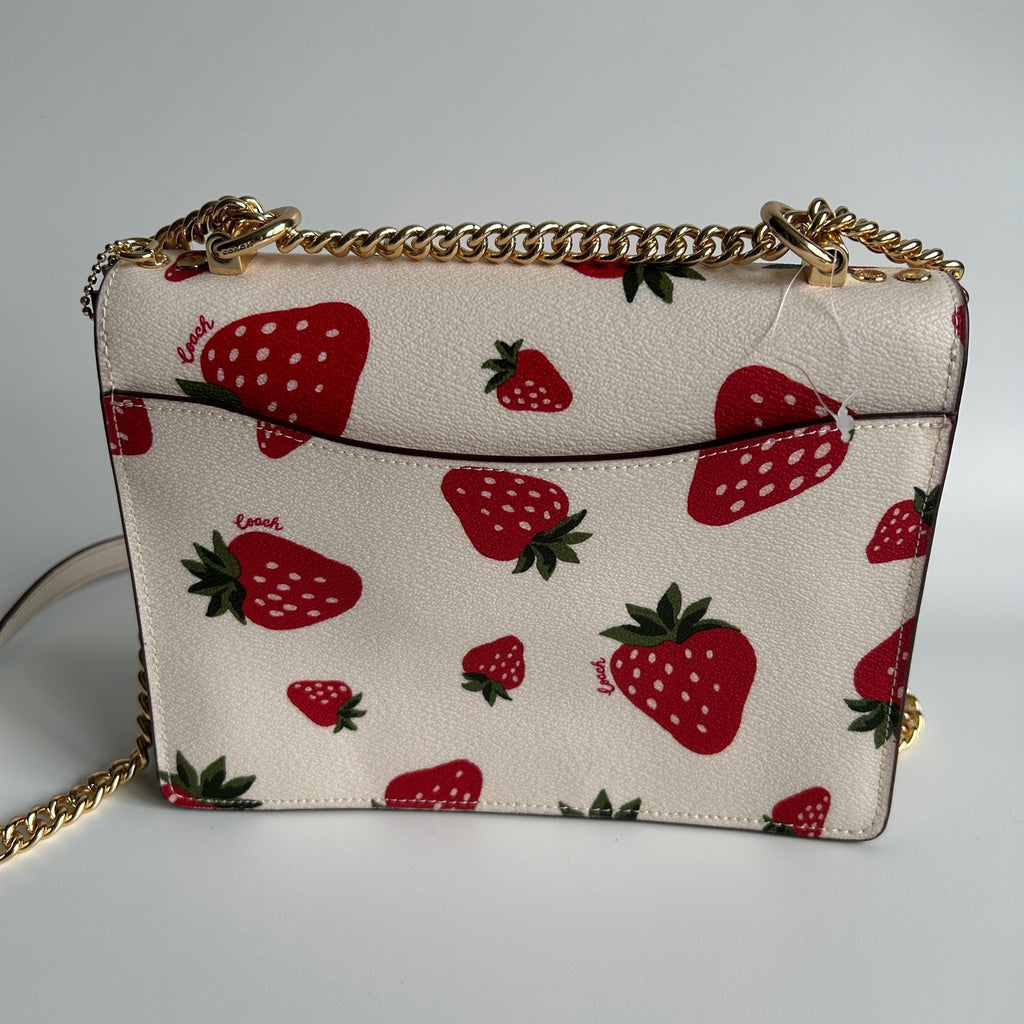 Coach Klare Crossbody Chalk White Strawberry Pebbled Leather Bag Excellent
