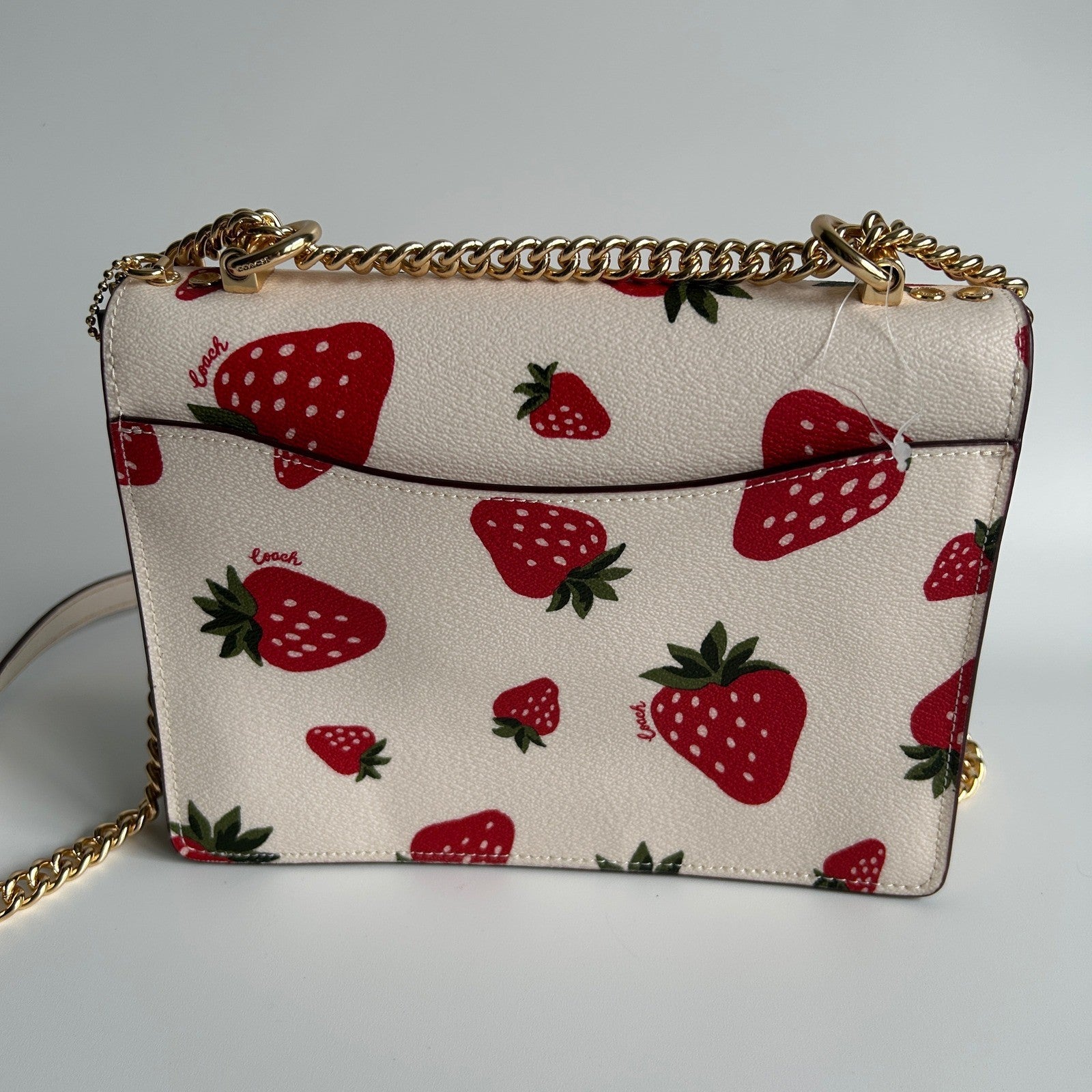 Coach Klare Crossbody Chalk White Strawberry Pebbled Leather Bag Excellent