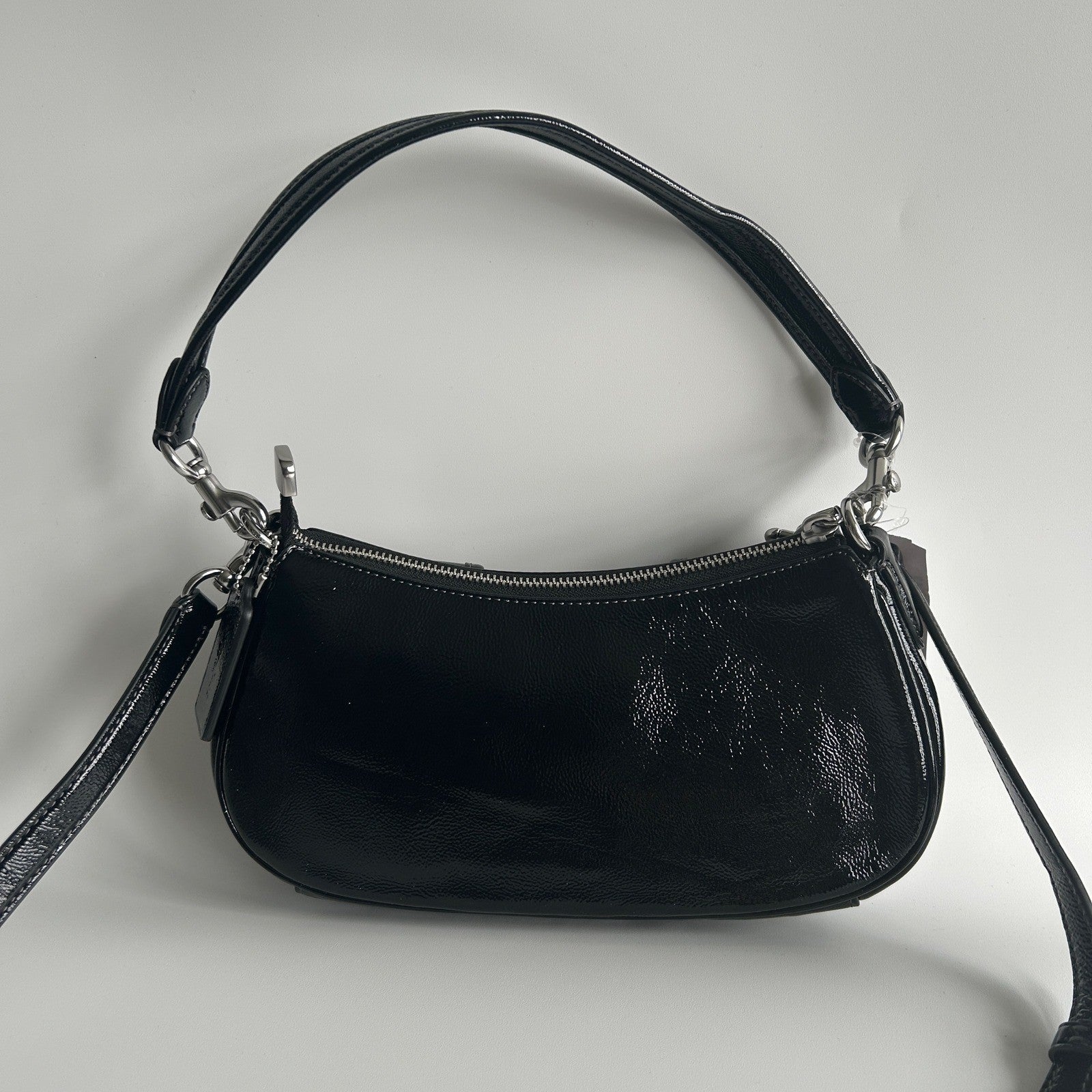 Coach Ashton Black Crinkle Patent Leather Shoulder Bag CV943 NWT
