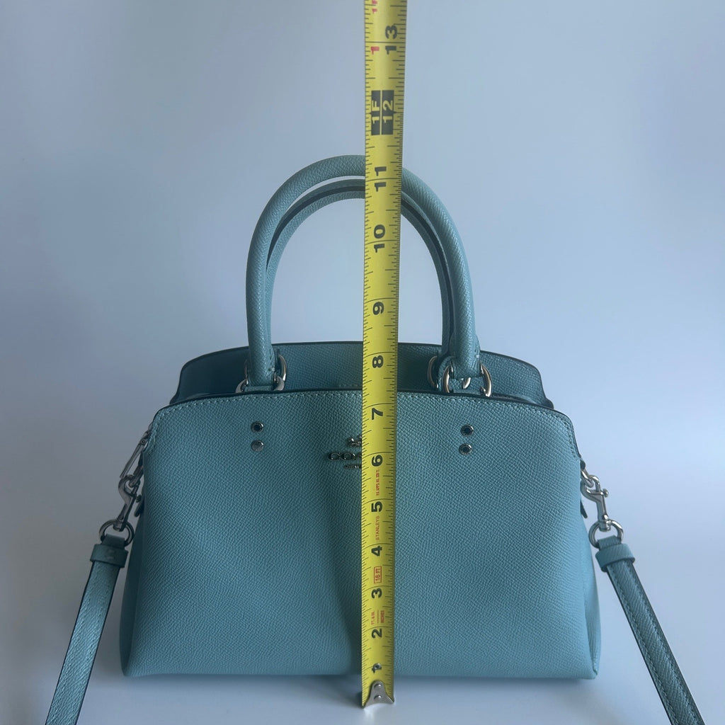 Coach Mini Lillie Carryall Blue Crossgrain Leather Shoulder Bag Excellent