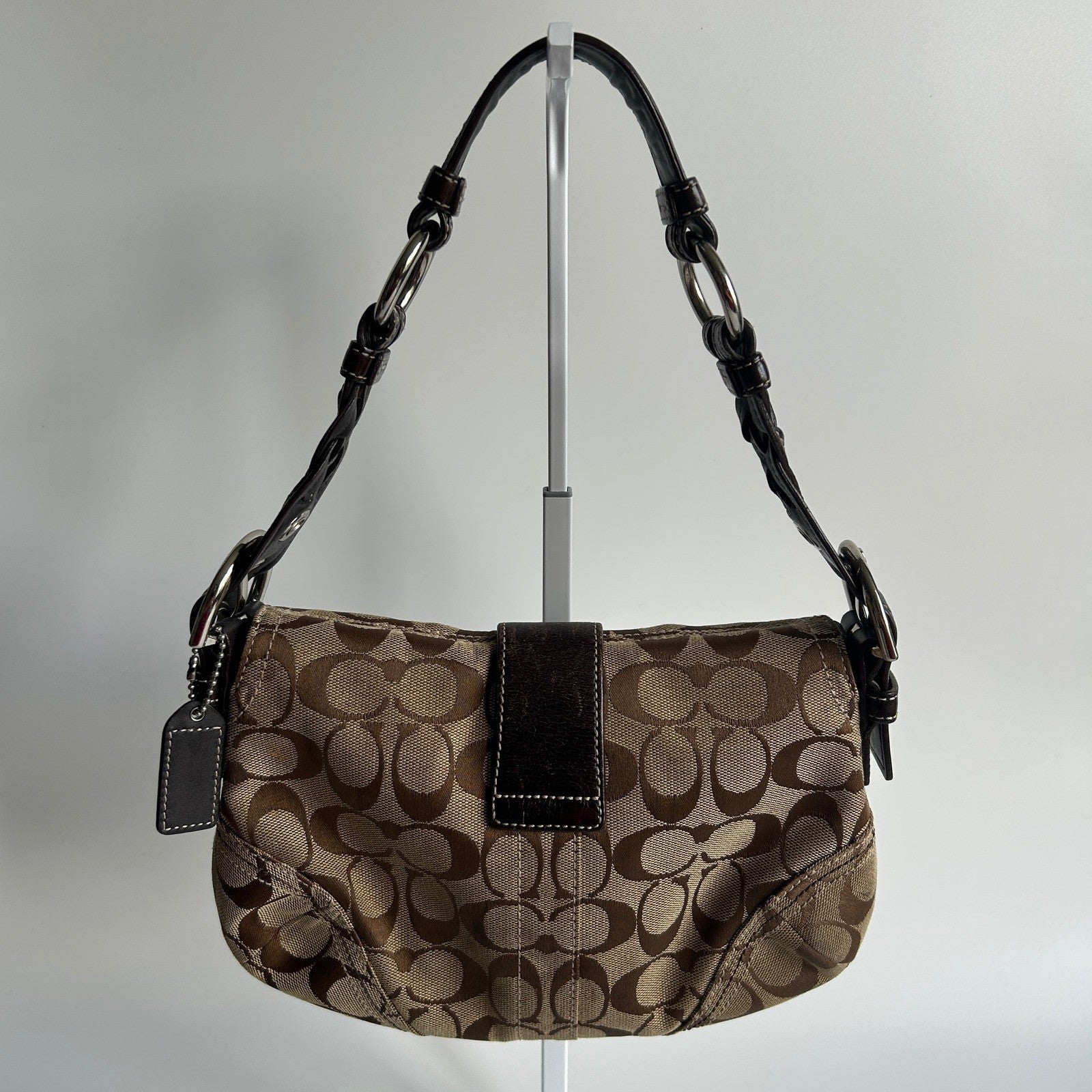 Coach Soho Signature Brown Canvas Leather Shoulder Bag 6314 Good
