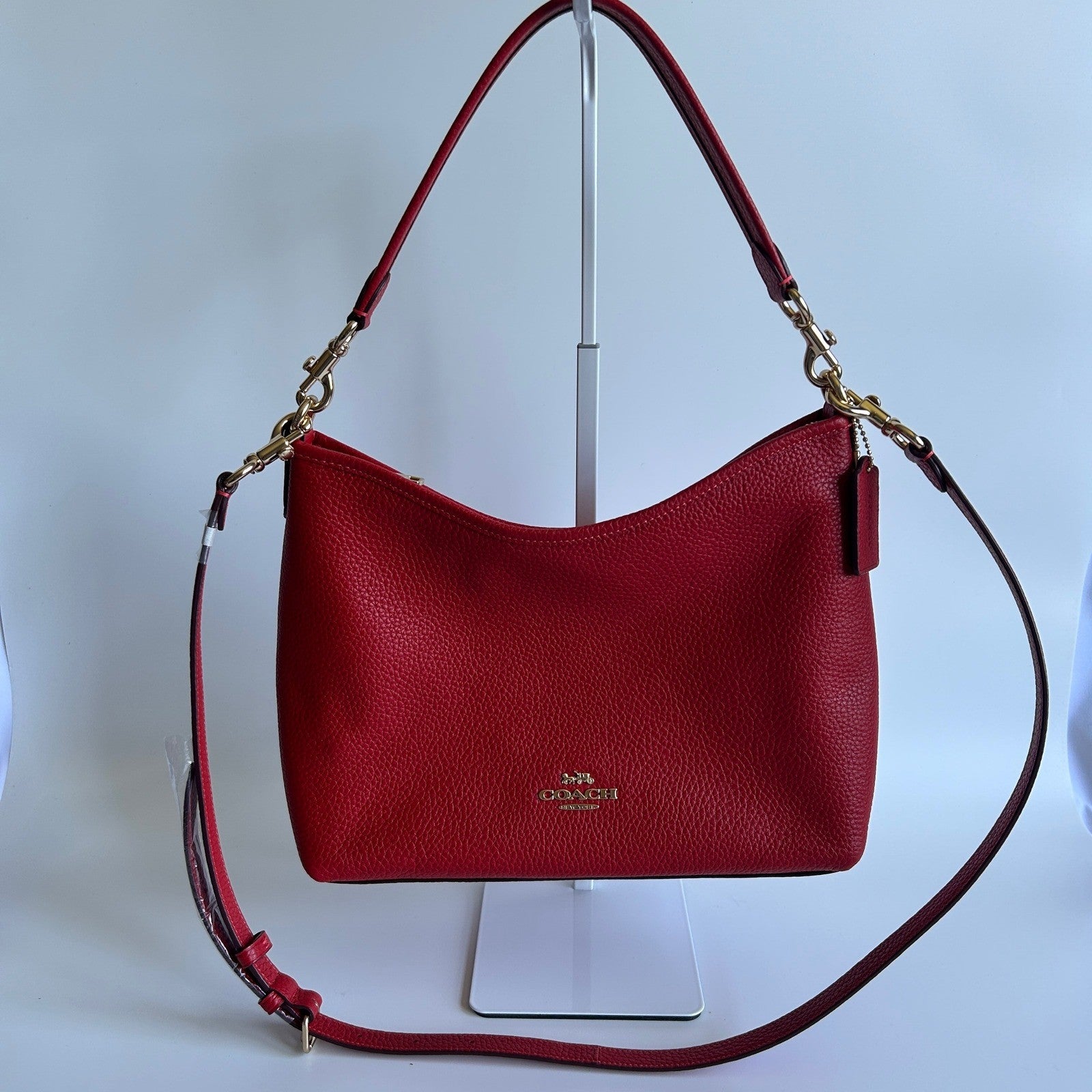 Coach Laurel Red Pebbled Leather Shoulder Bag CR148 Excellent