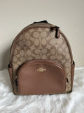 Coach Court Backpack Khaki Saddle Signature Canvas Leather 5671 Excellent