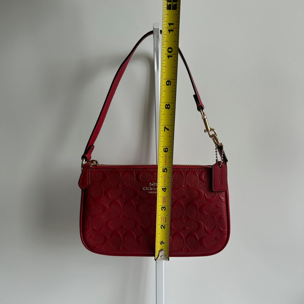 Coach Nolita 19 Red Signature Leather Wristlet Shoulder Bag C7362 Excellent
