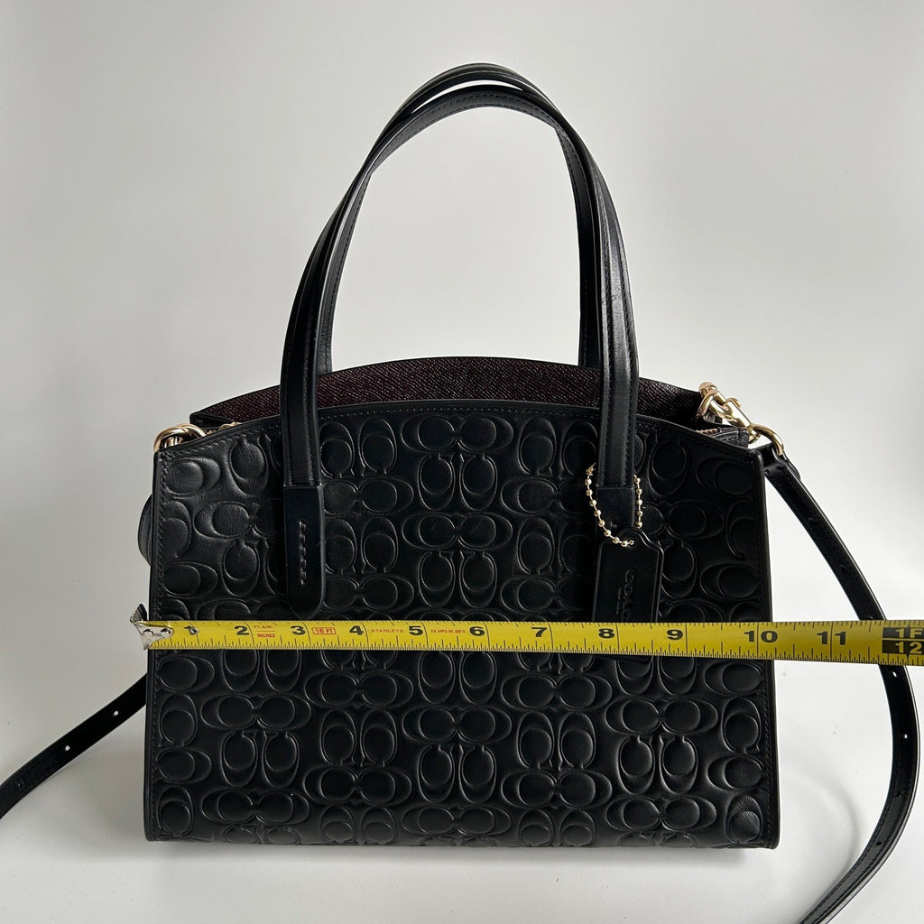 Coach Charlie Carryall 28 Black Signature Leather Satchel Bag 51665 Excellent