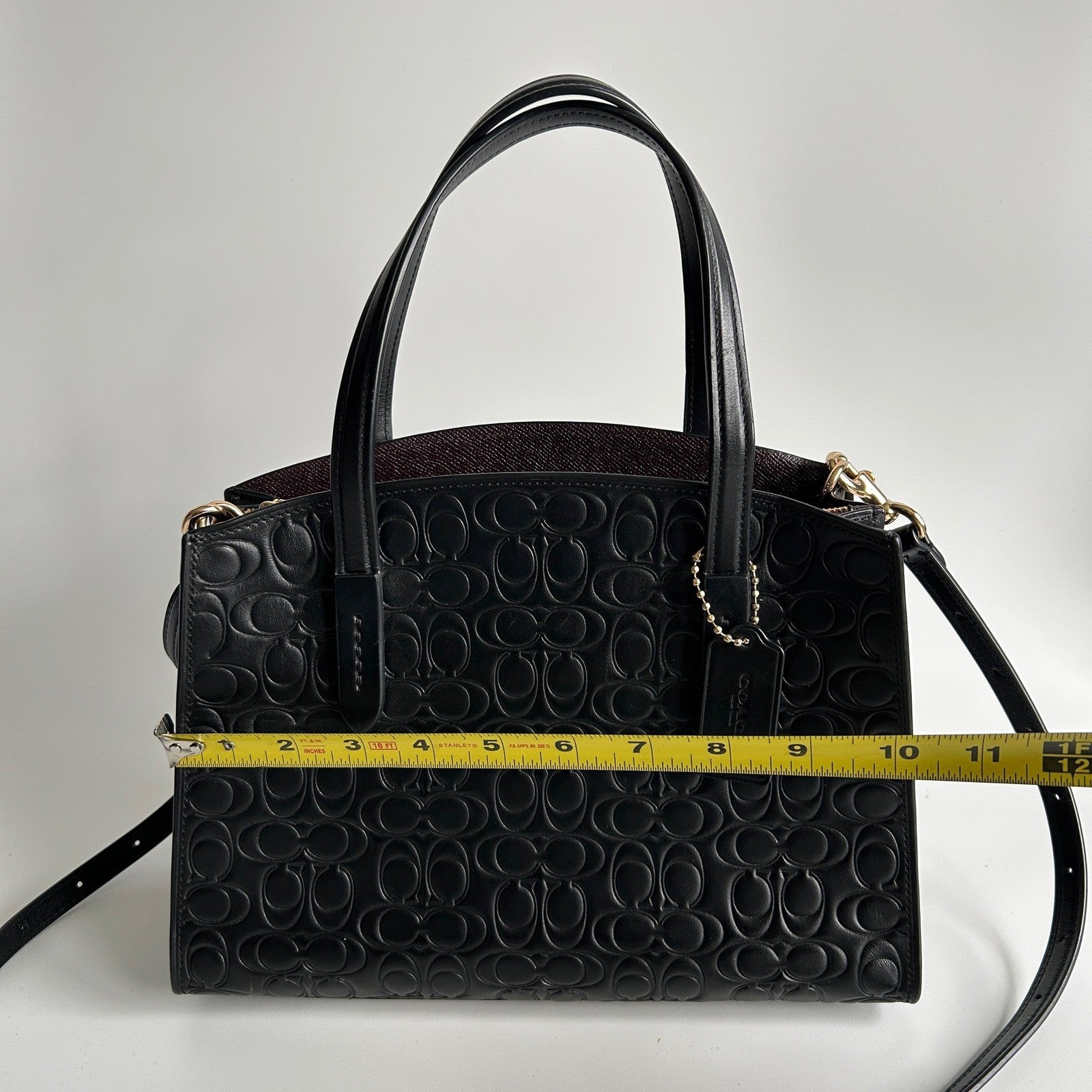 Coach Charlie Carryall 28 Black Signature Leather Satchel Bag 51665 Excellent